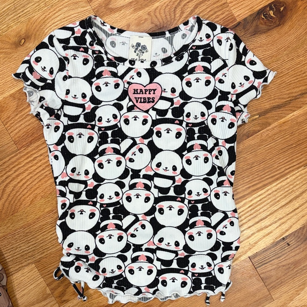 Lily Bleu Black and White Panda T-Shirt with Pink Heart